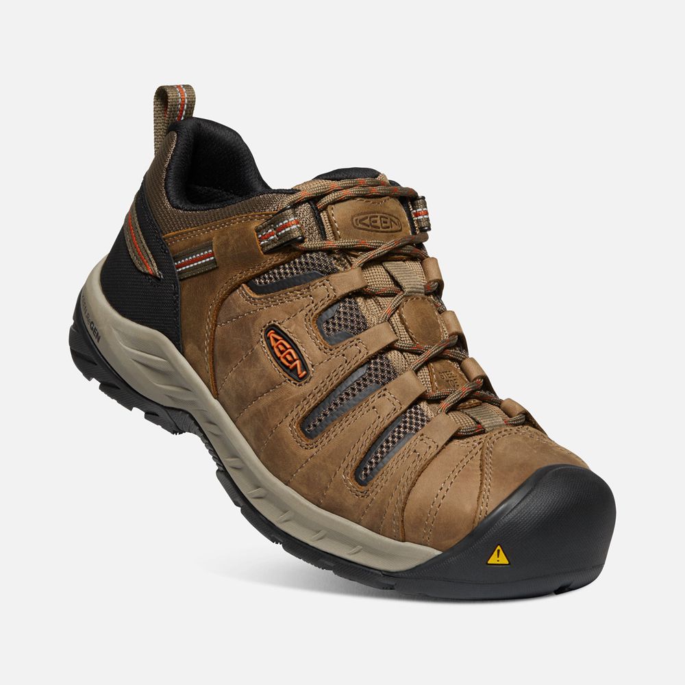 Zapatos de Trabajo Keen Mexico Marrom/Negros - Hombre Flint Ii (Steel Toe) - PV6314978